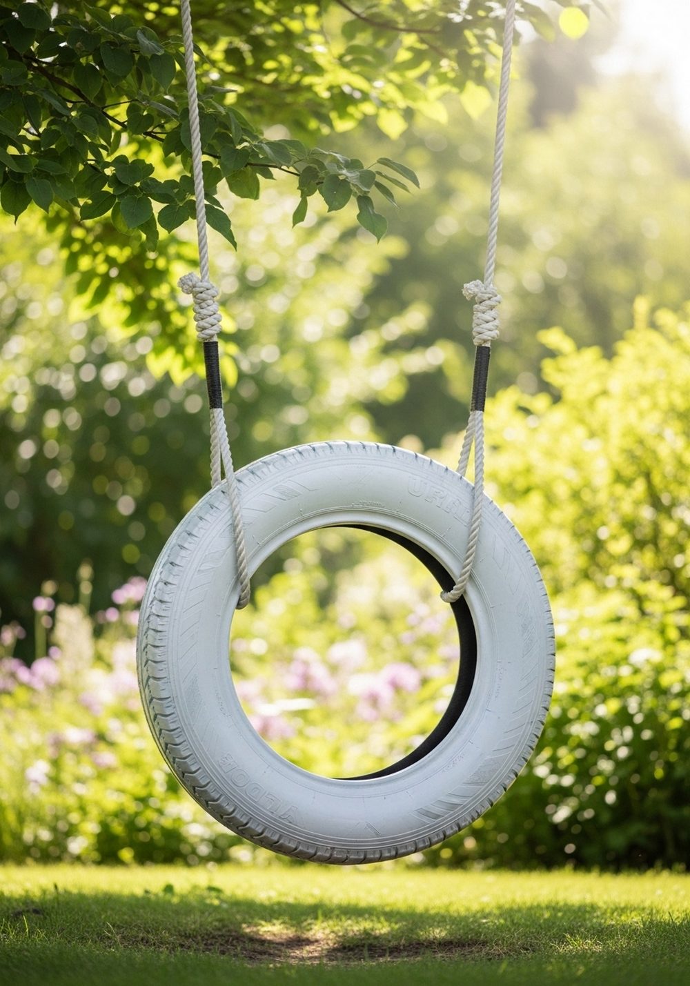 Classic Painted Tree-Hung Tire Swing