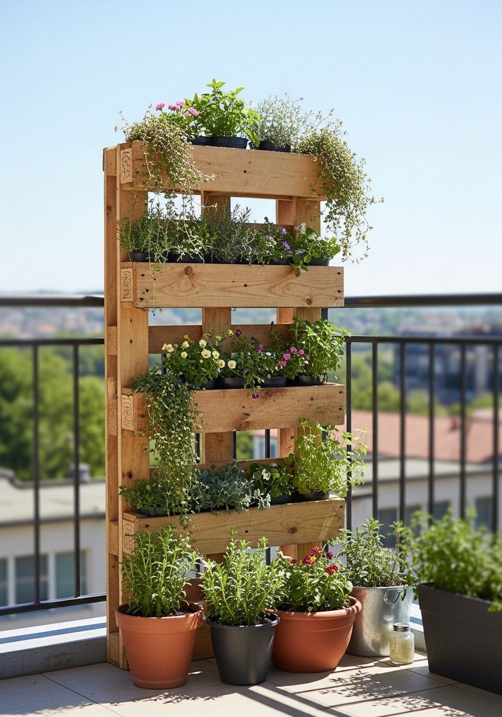 Compact Pallet Balcony Garden