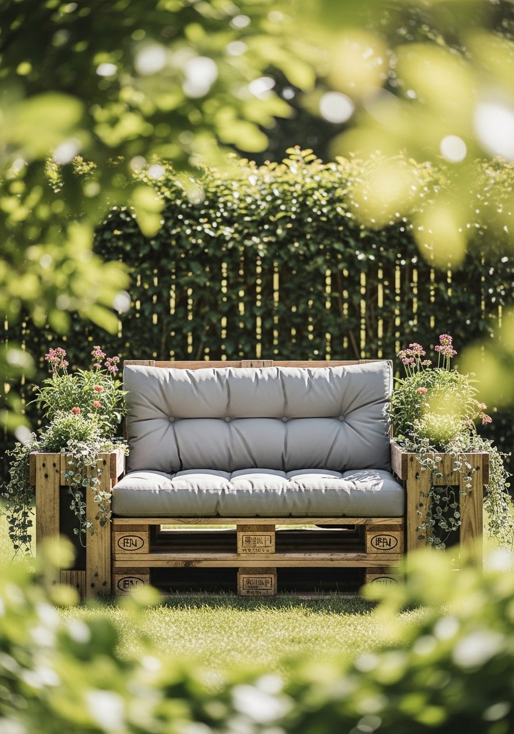 Cozy Pallet Sofa With Built-In Planters