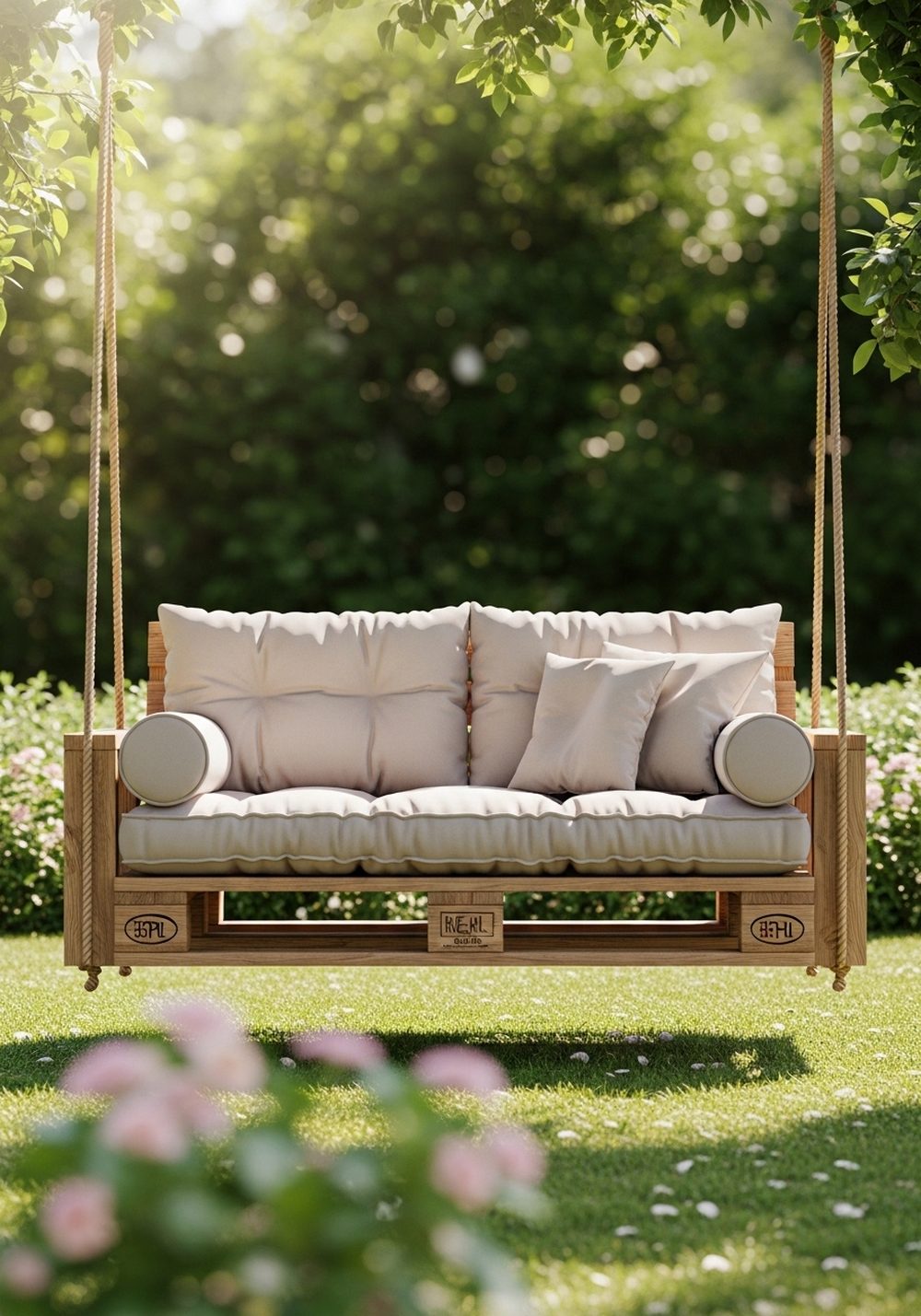 Cozy Two-Seater Pallet Swing With Thick Cushions
