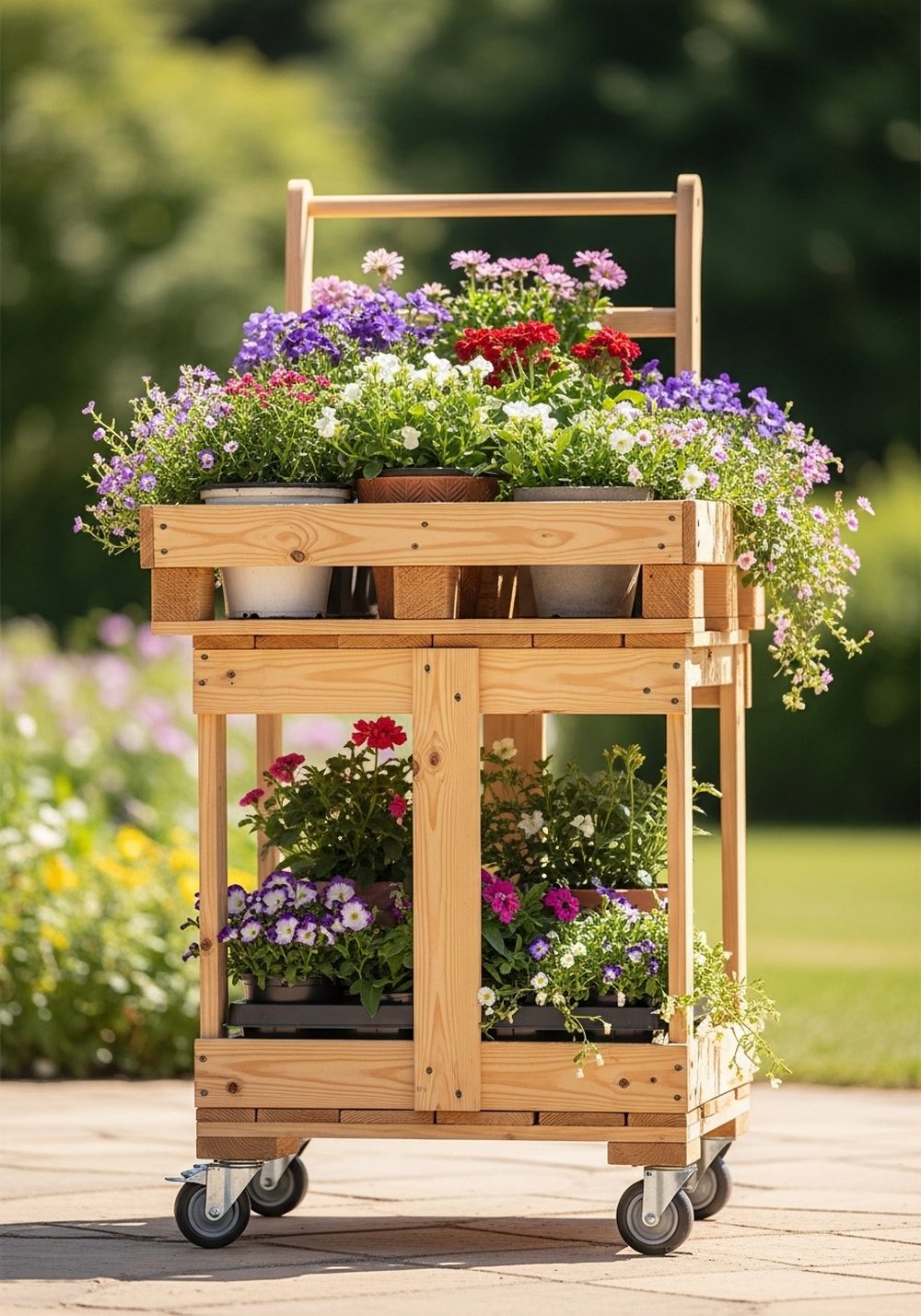 Craft A Pallet Flower Cart On Wheels