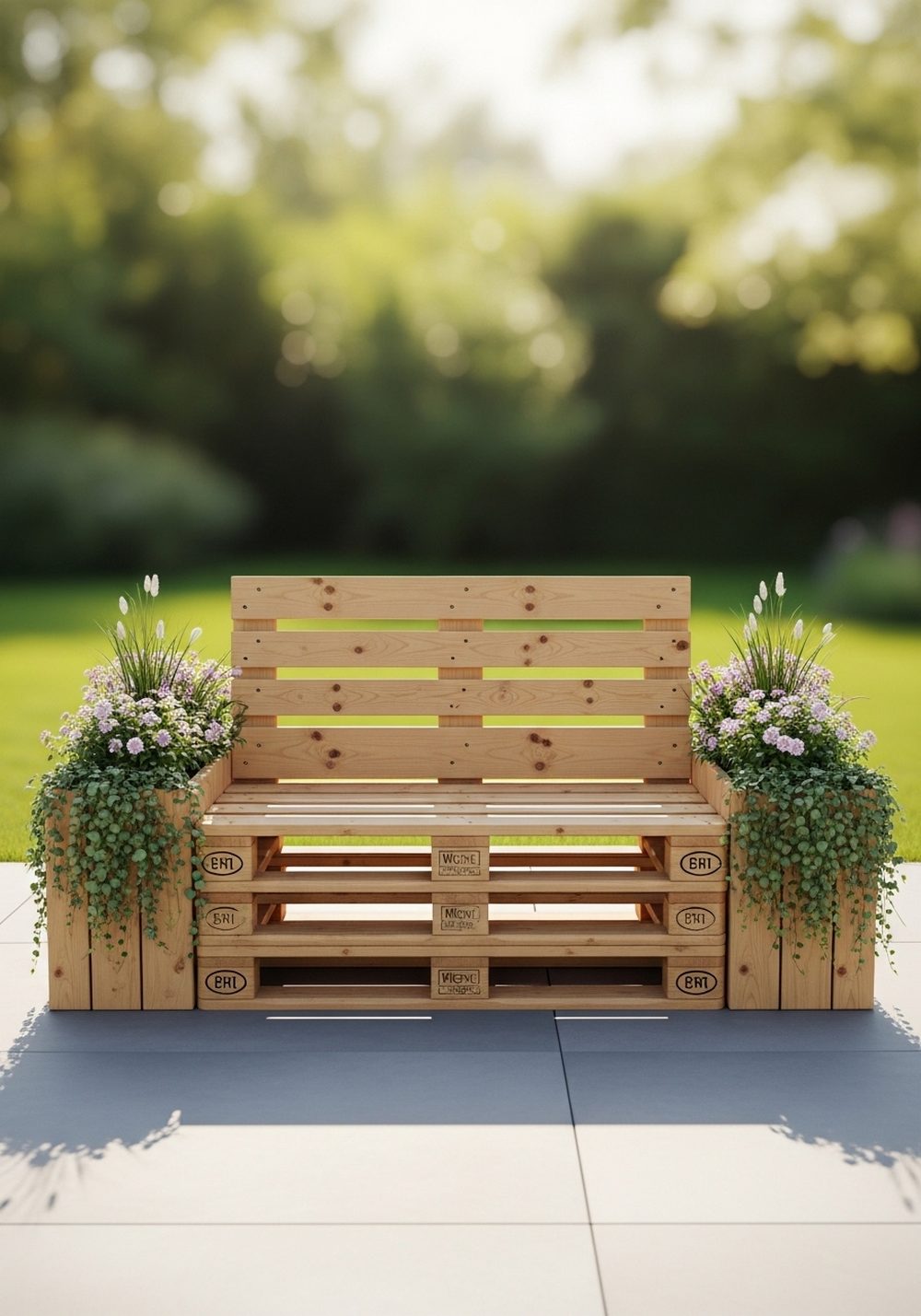 Design A Pallet Bench With Built-In Flower Boxes
