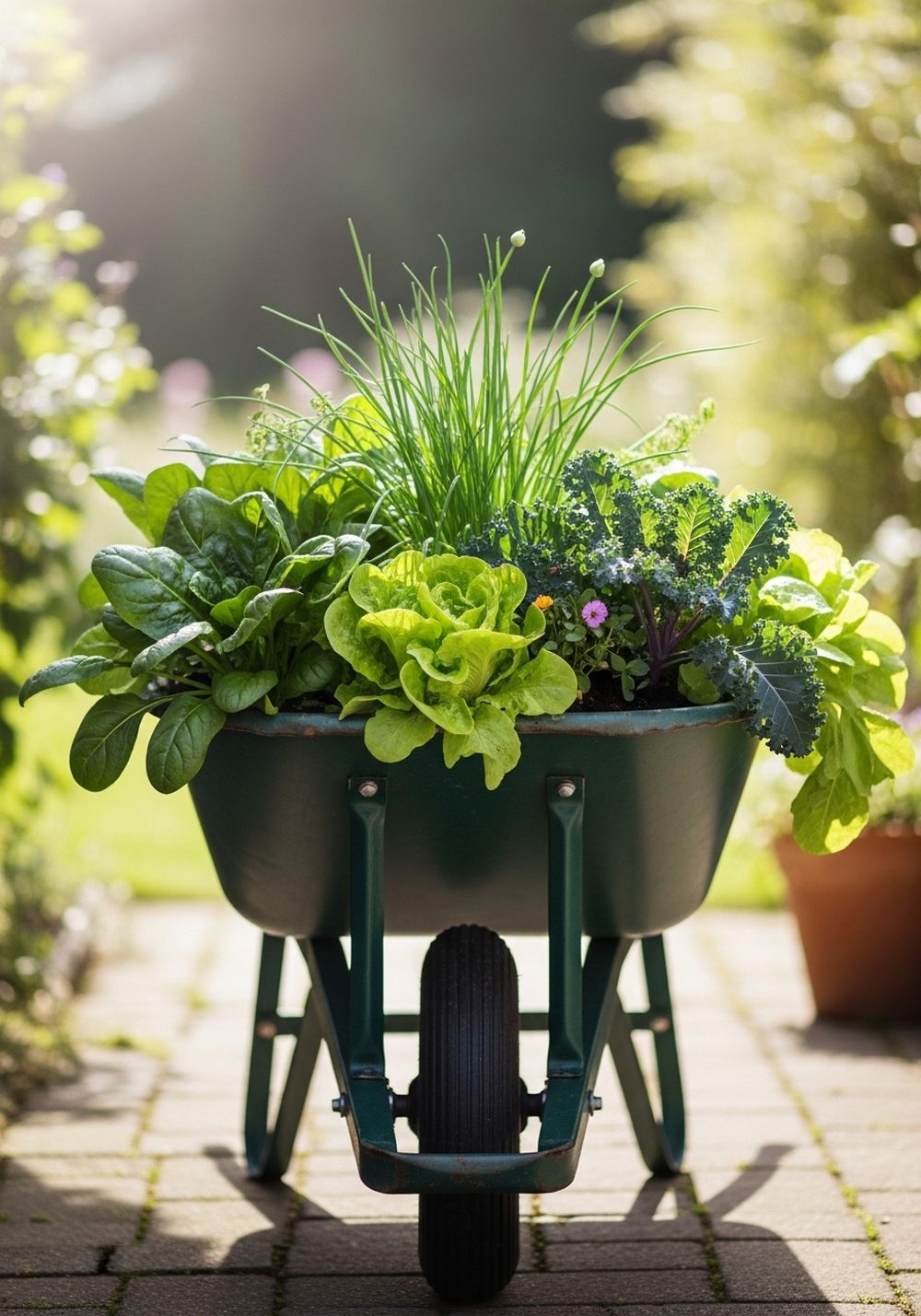 Edible Greens Wheelbarrow By The Kitchen