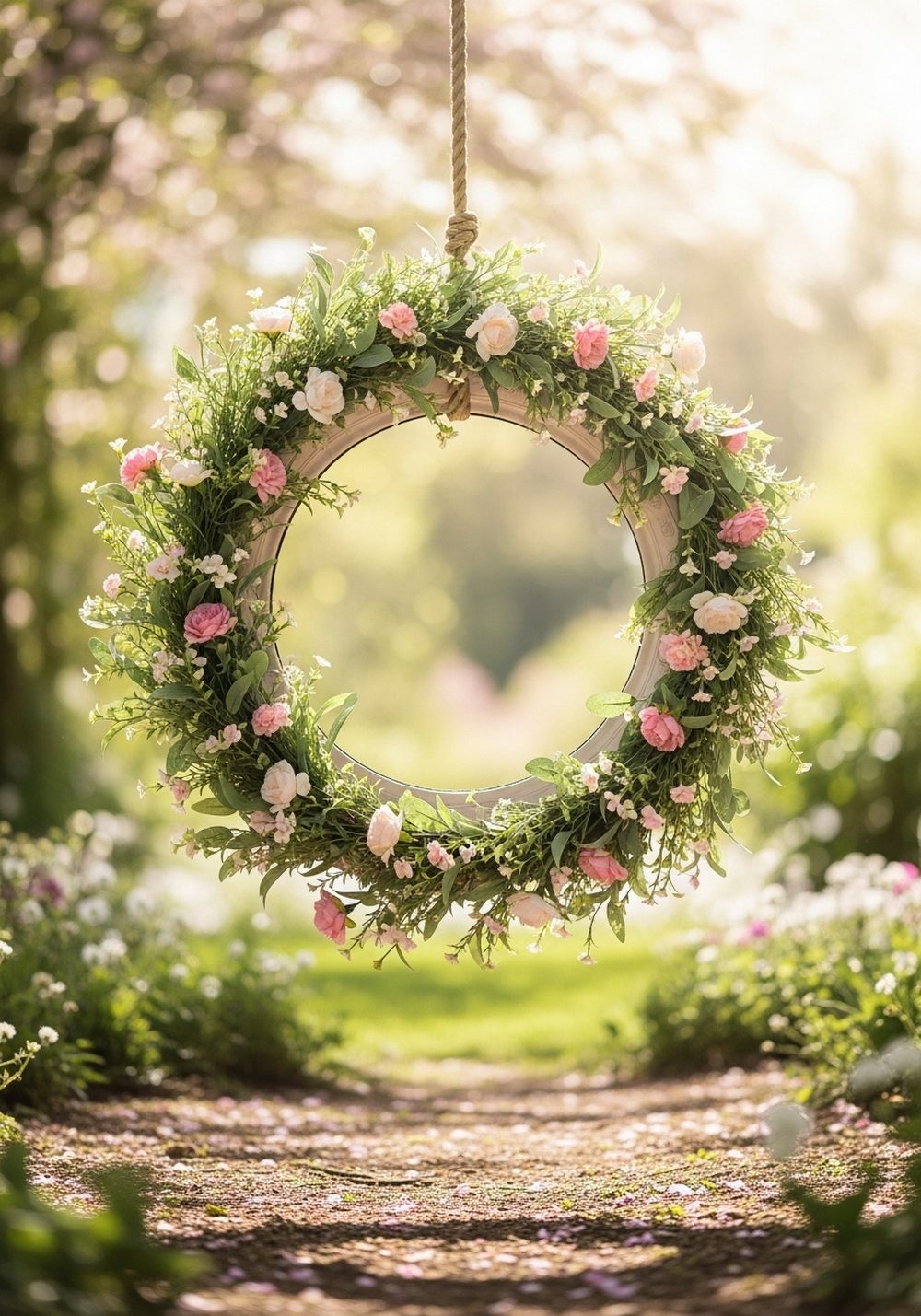 Floral Wreath Tire Swing