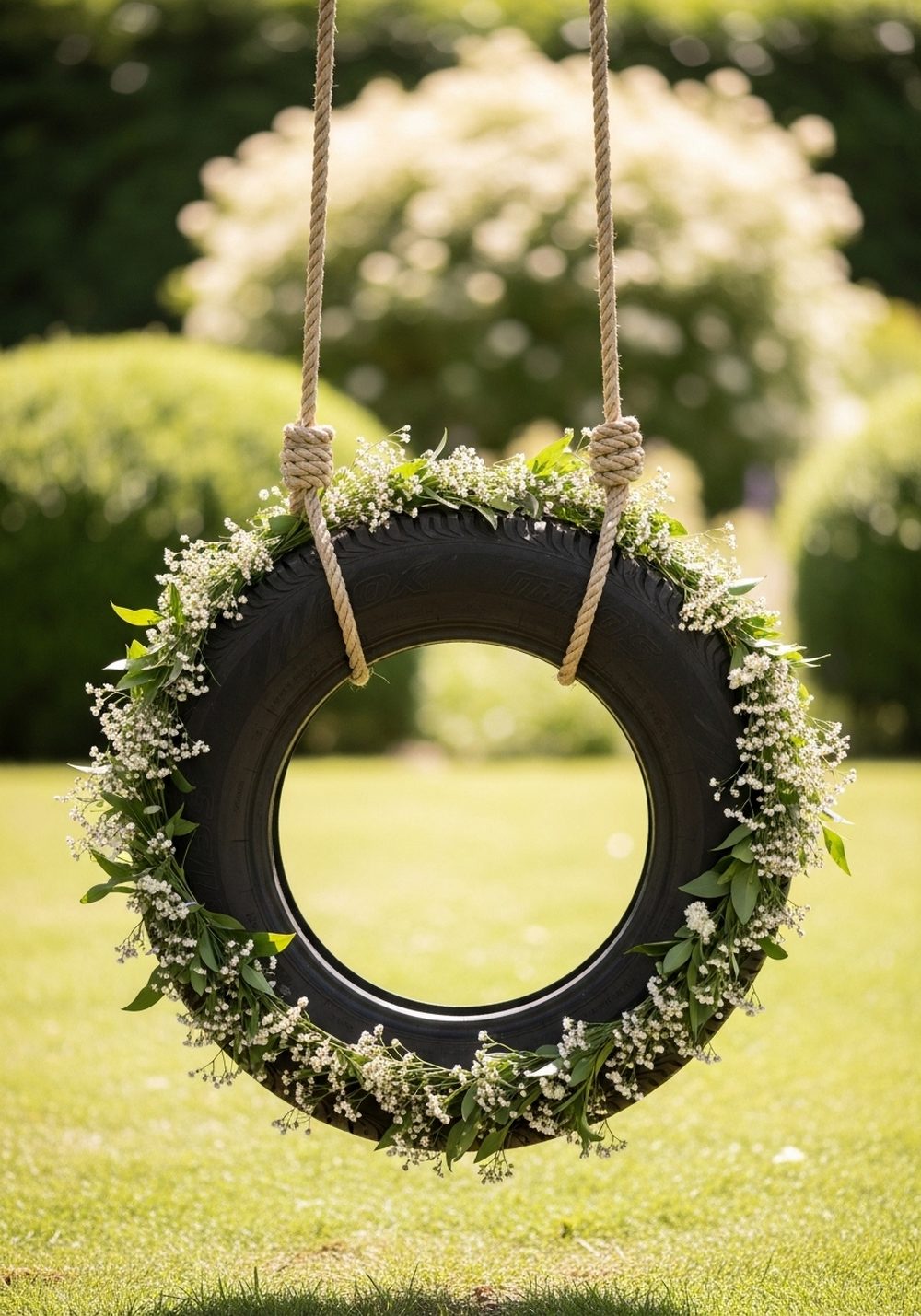 Flower Garland Tire Swing Frame