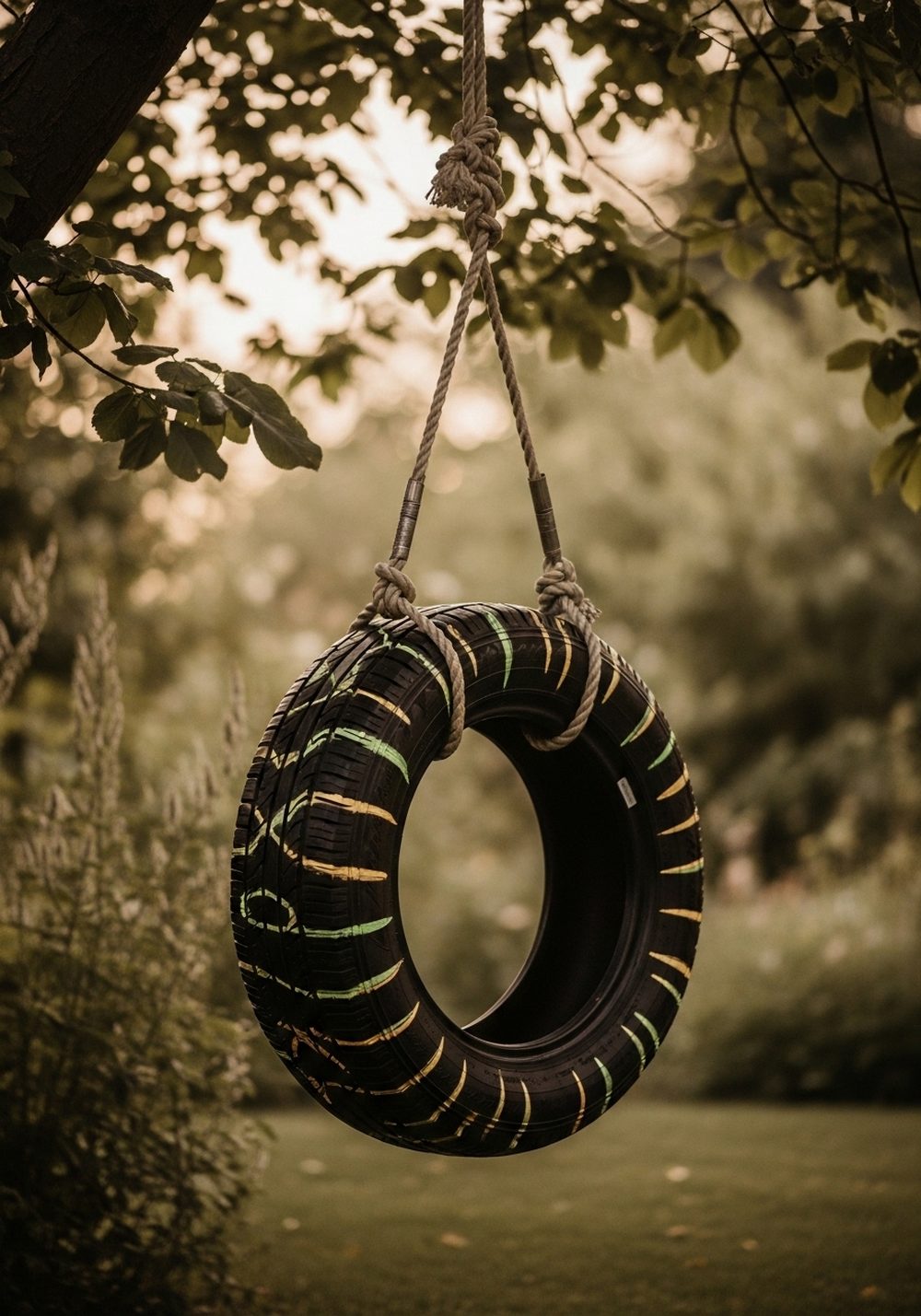Glow-In-The-Dark Garden Tire Swing