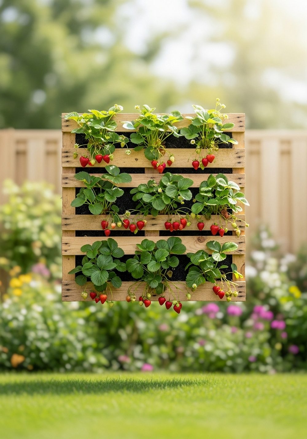 Hang A Pallet Strawberry Garden Against A Fence