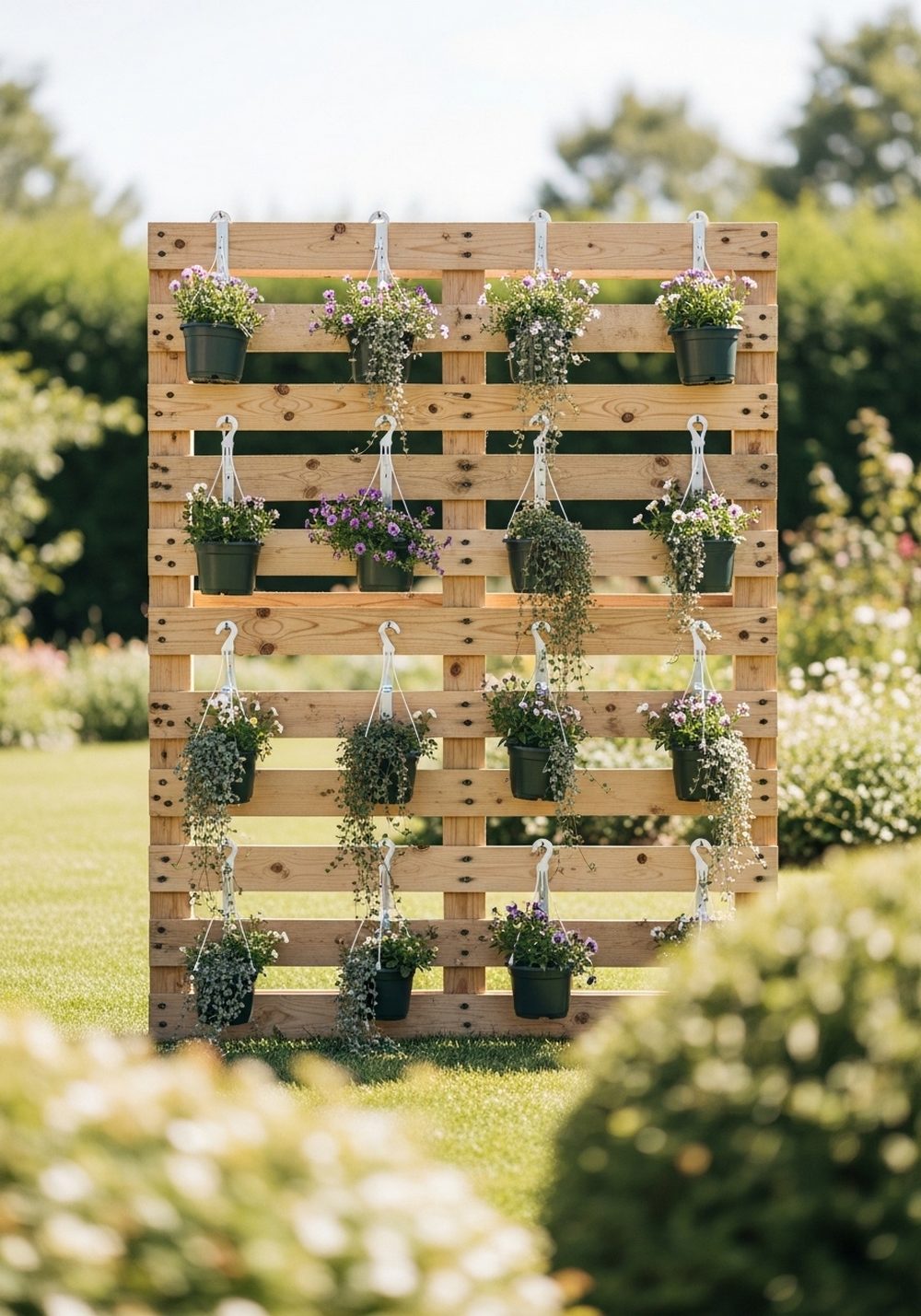 Hang Flower Pots On A Pallet Fence Panel
