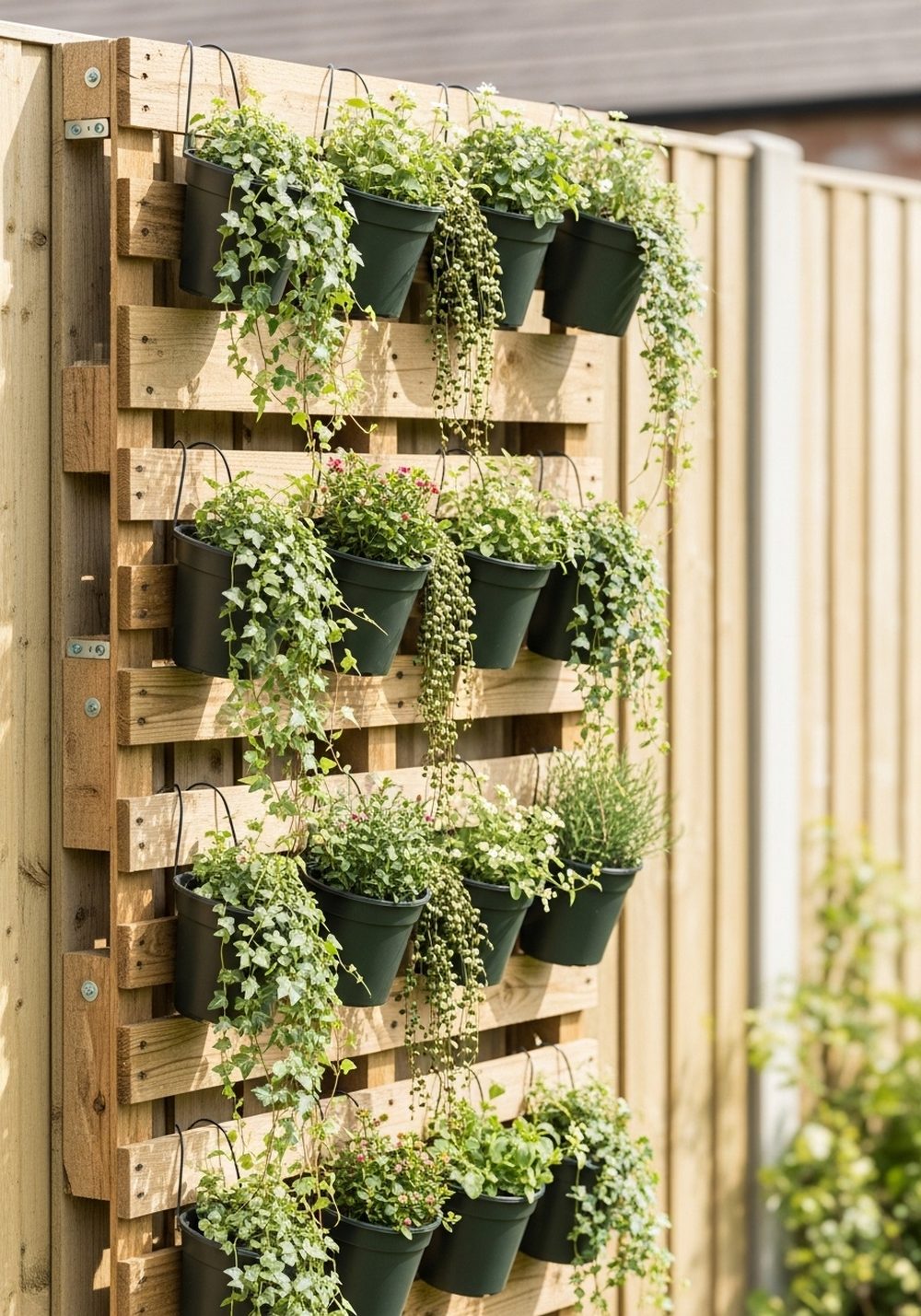 Hanging Pallet Planter Fence