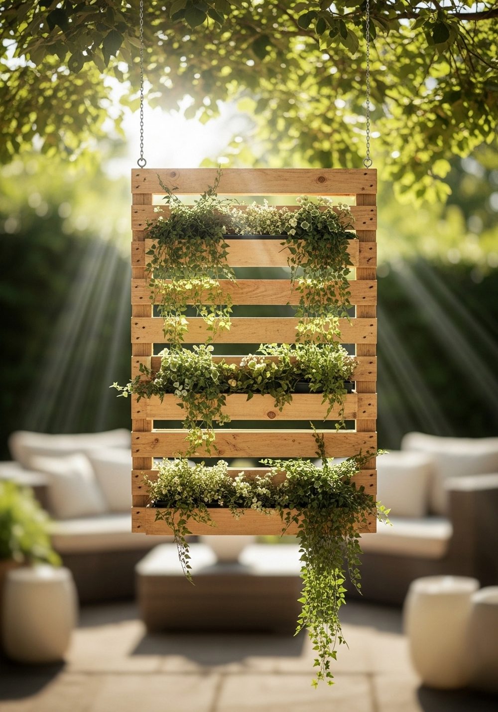 Hanging Pallet Planter Privacy Screen