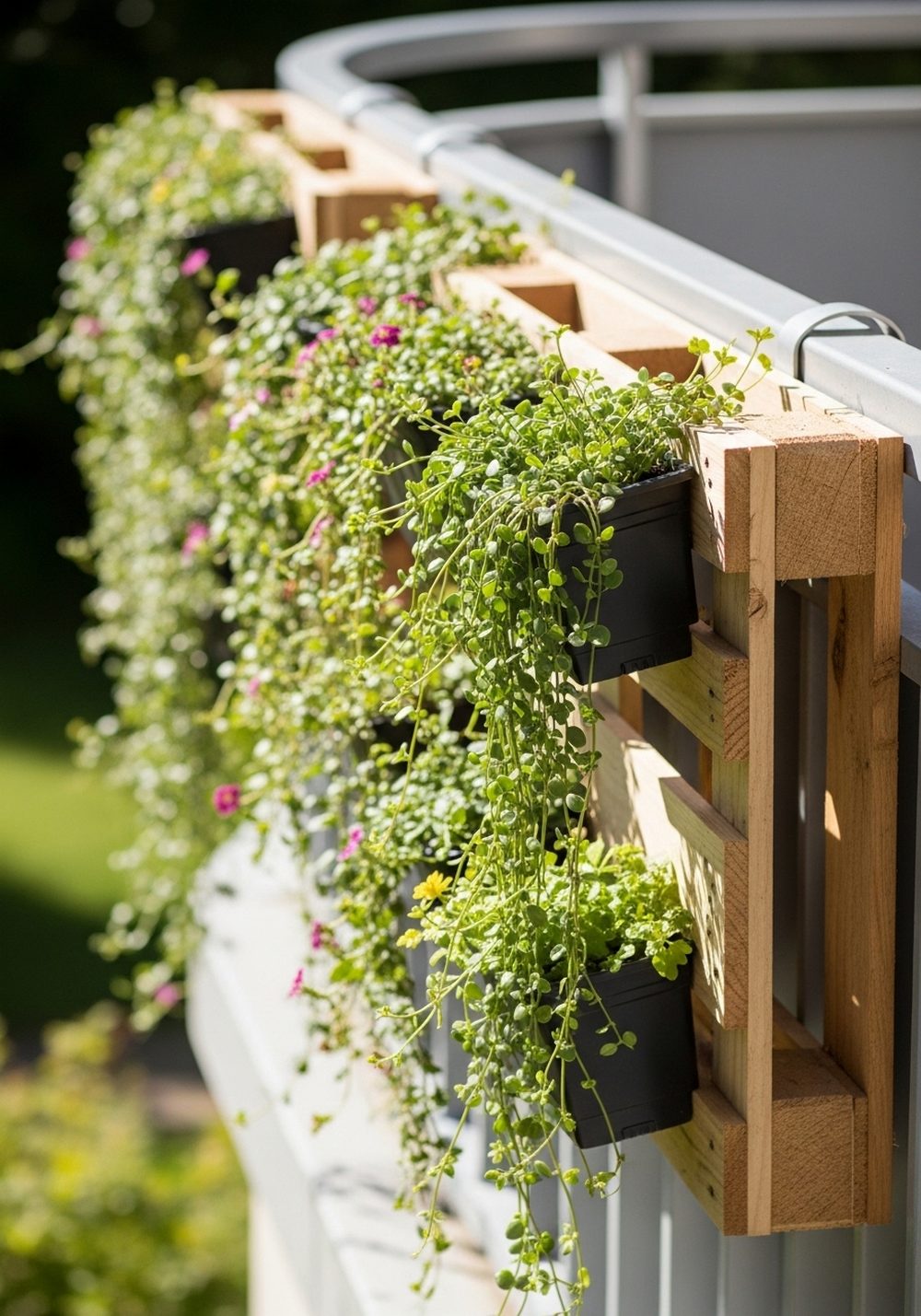 Hanging Pallet Rail Planters