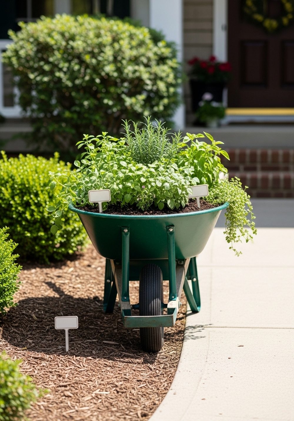 Herb Wheelbarrow Near The Front Walk