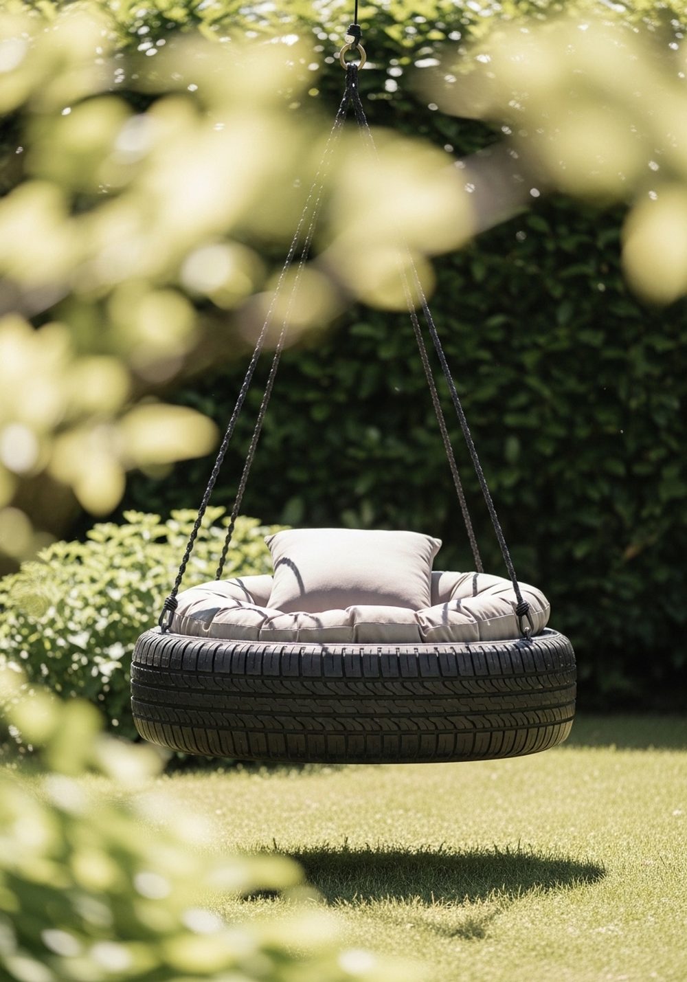 Horizontal Cushion-Filled Tire Lounge Swing