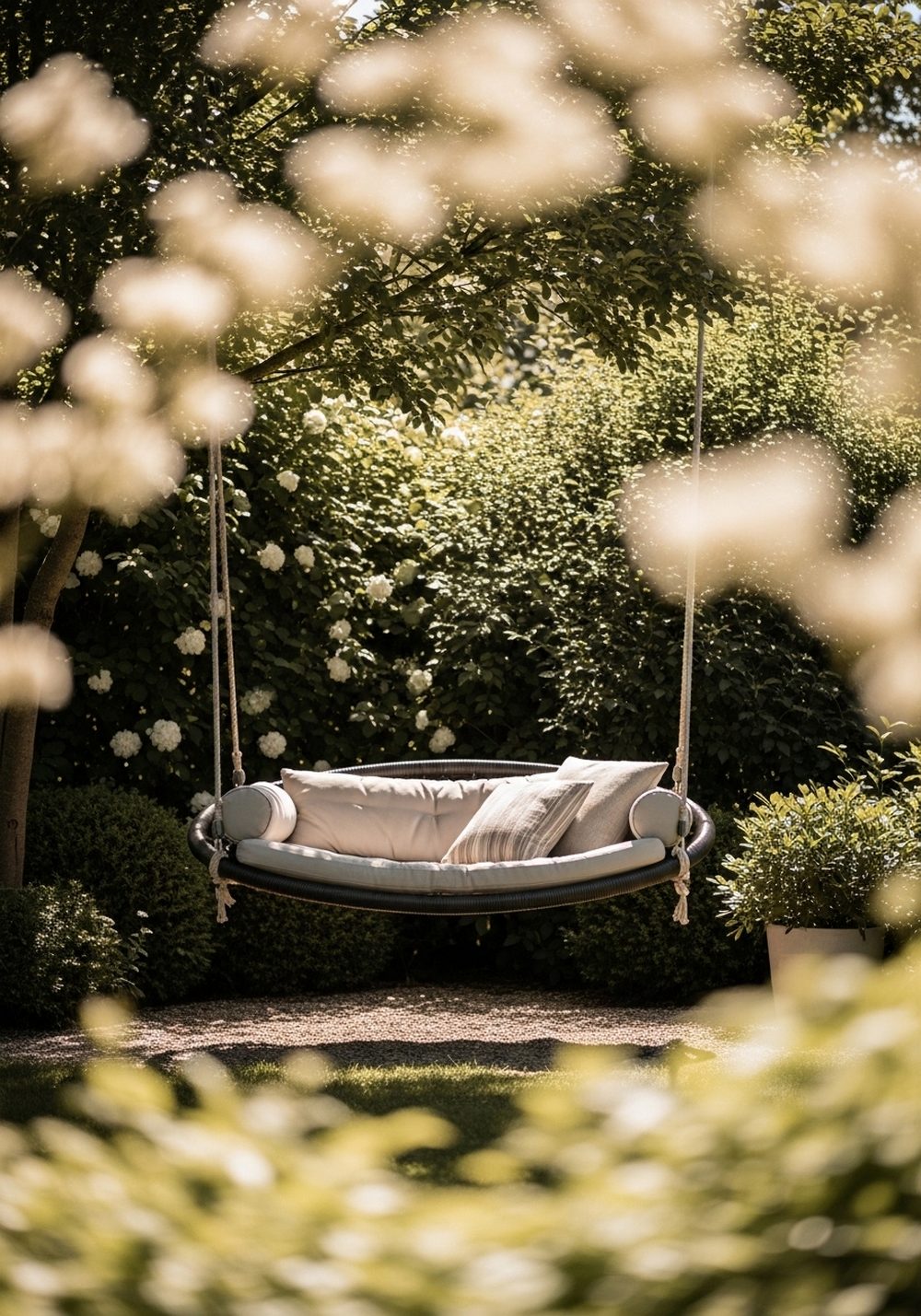 Horizontal Lounge Tire Swing With Cushions