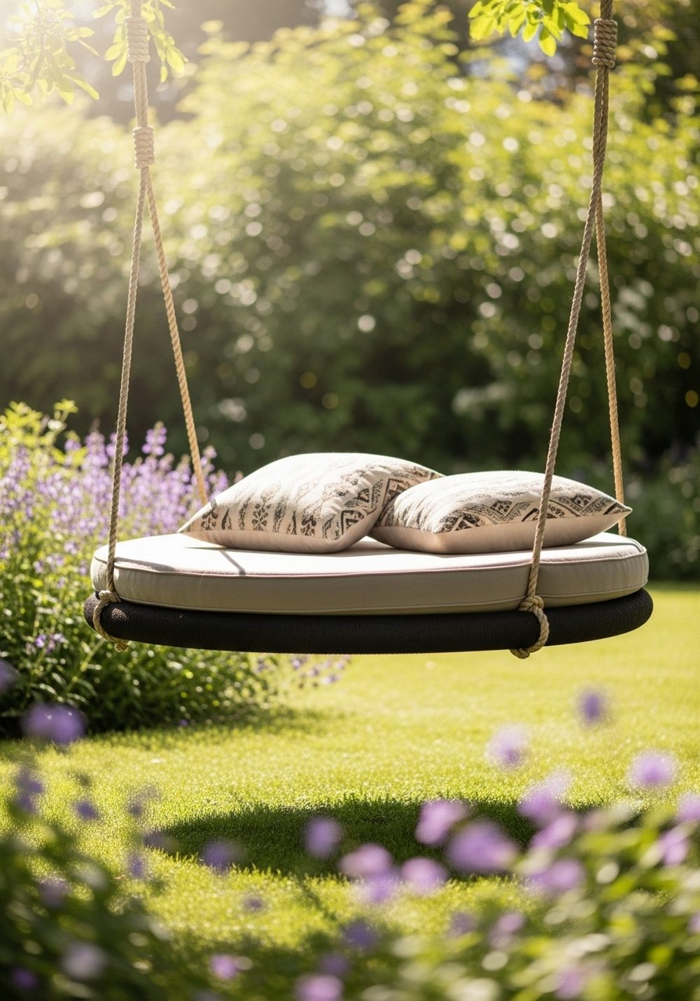 Horizontal Lounge Tire Swing With Cushions
