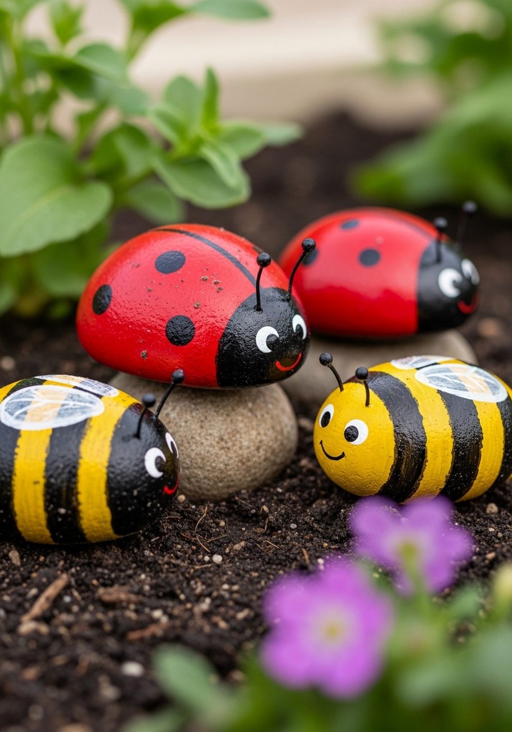 Ladybug & Bee Critter Garden Markers