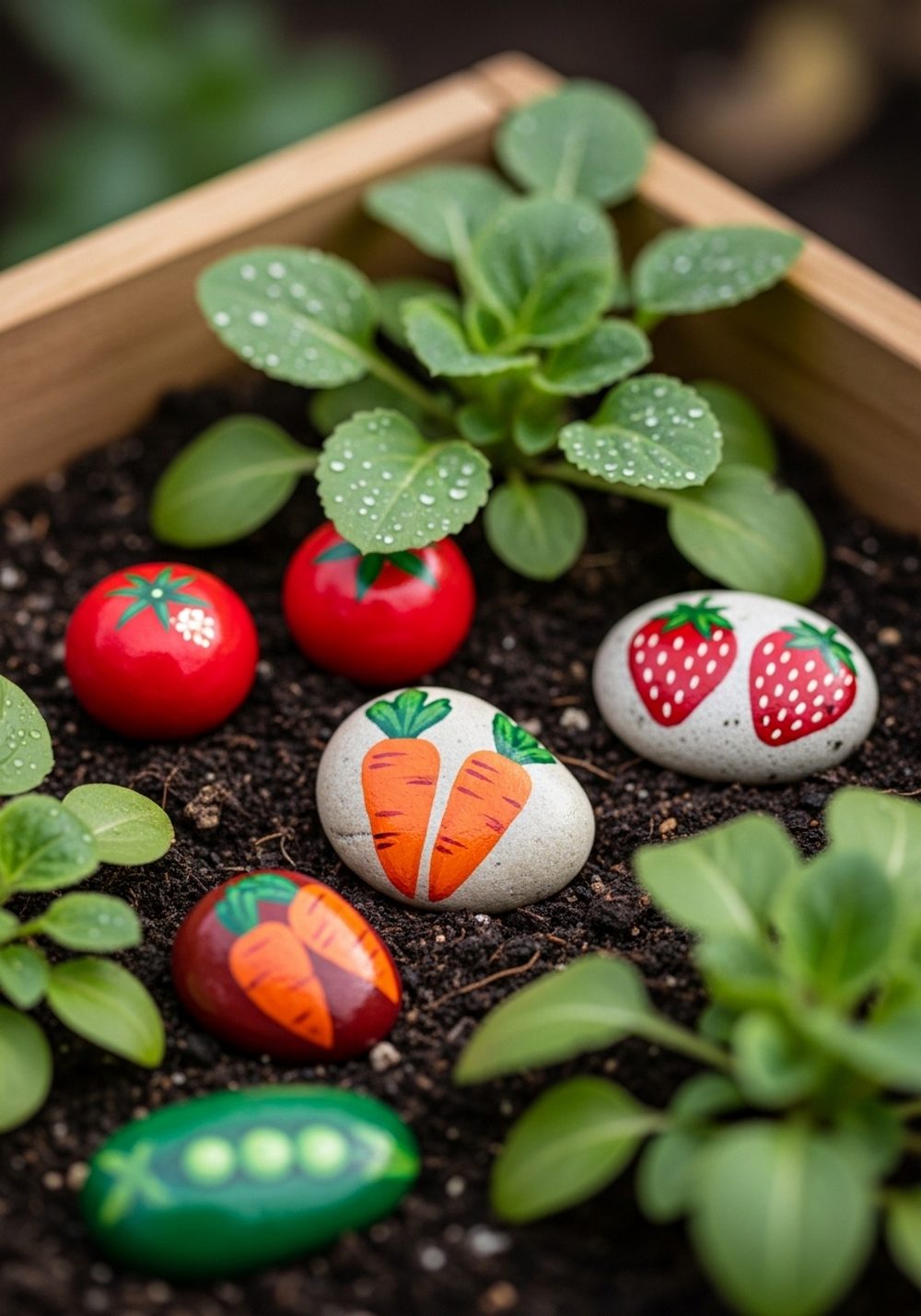 Mini Fruit & Veggie Illustration Rock Markers