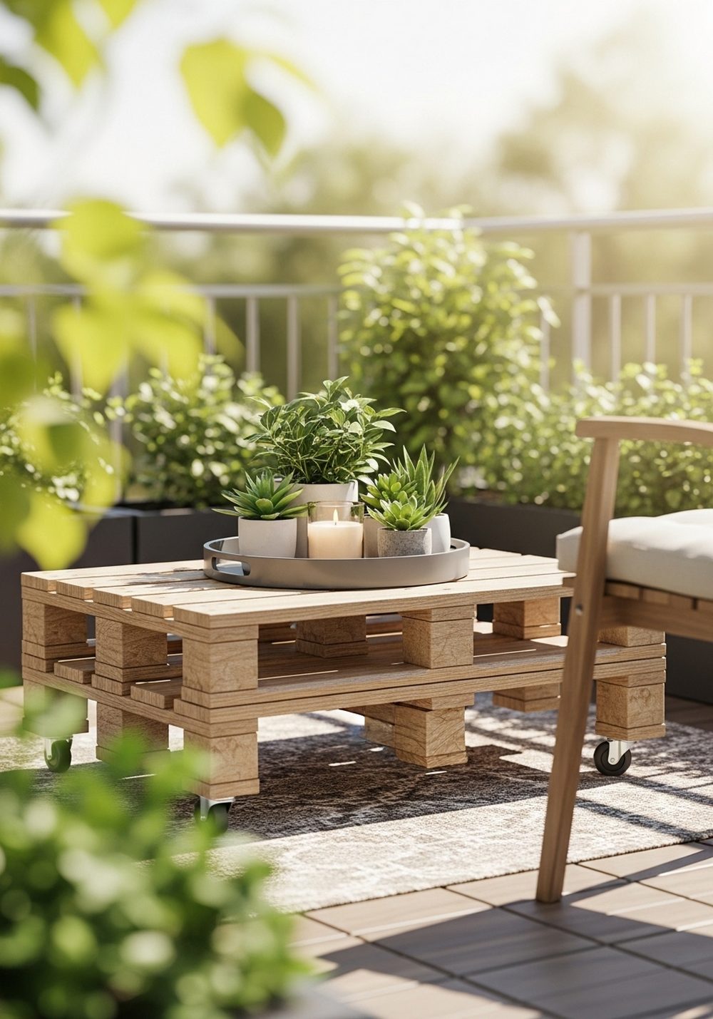 Mini Pallet Coffee Table On Wheels