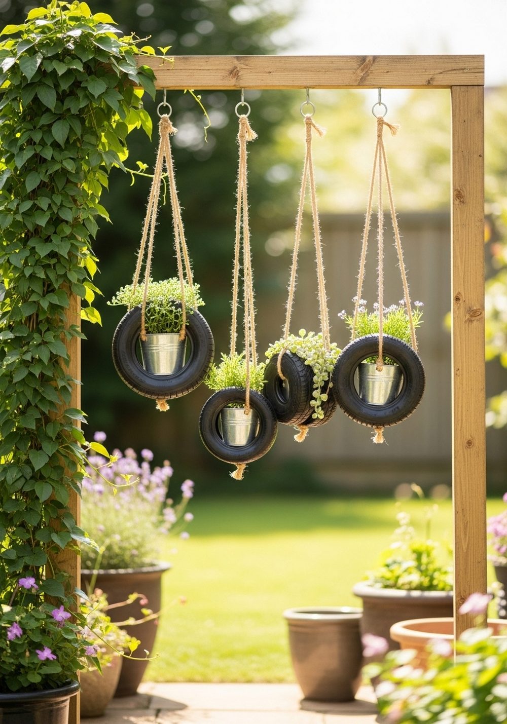 Mini Tire Swings For Potted Plants
