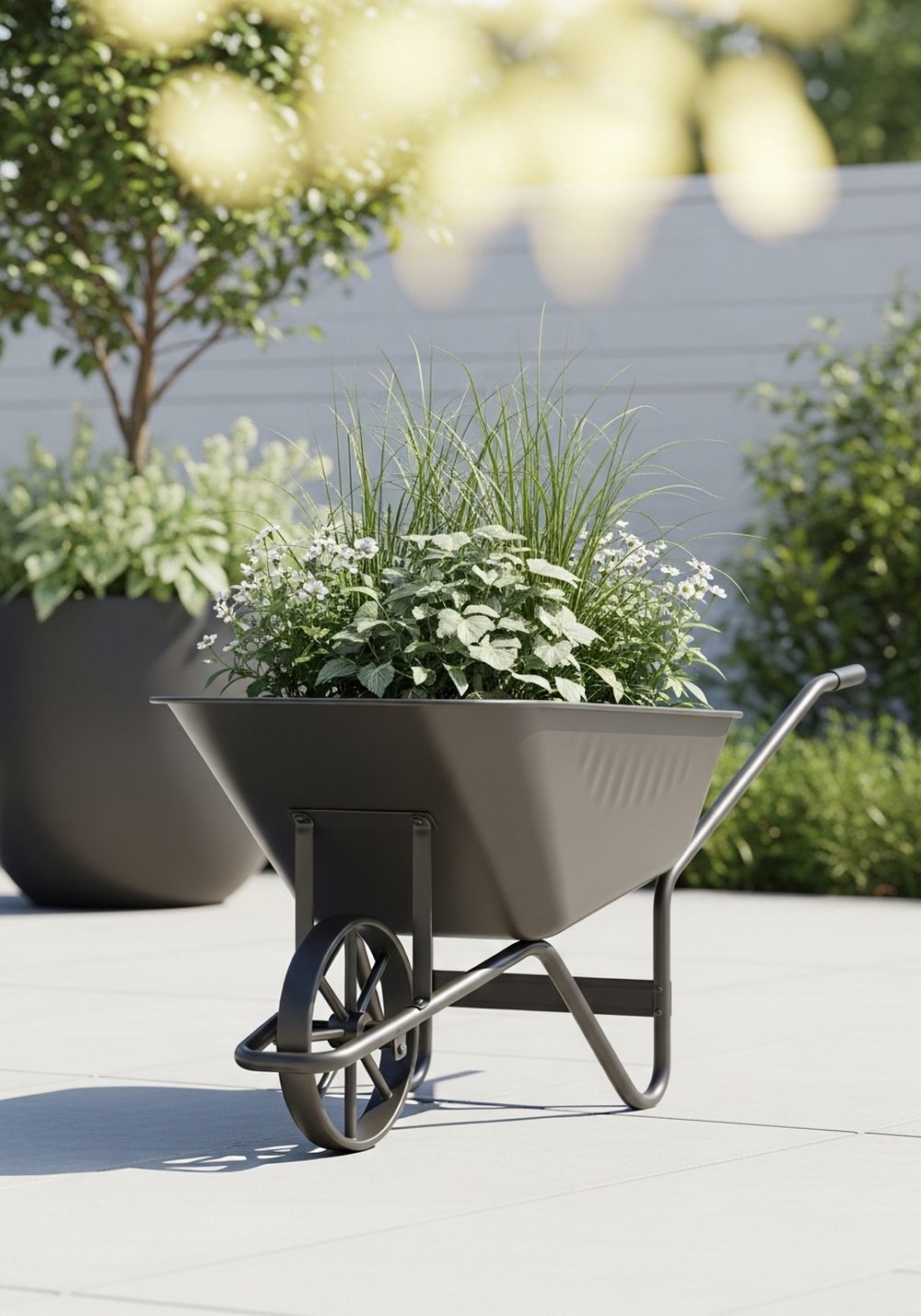 Modern Minimalist Metal Wheelbarrow Planter