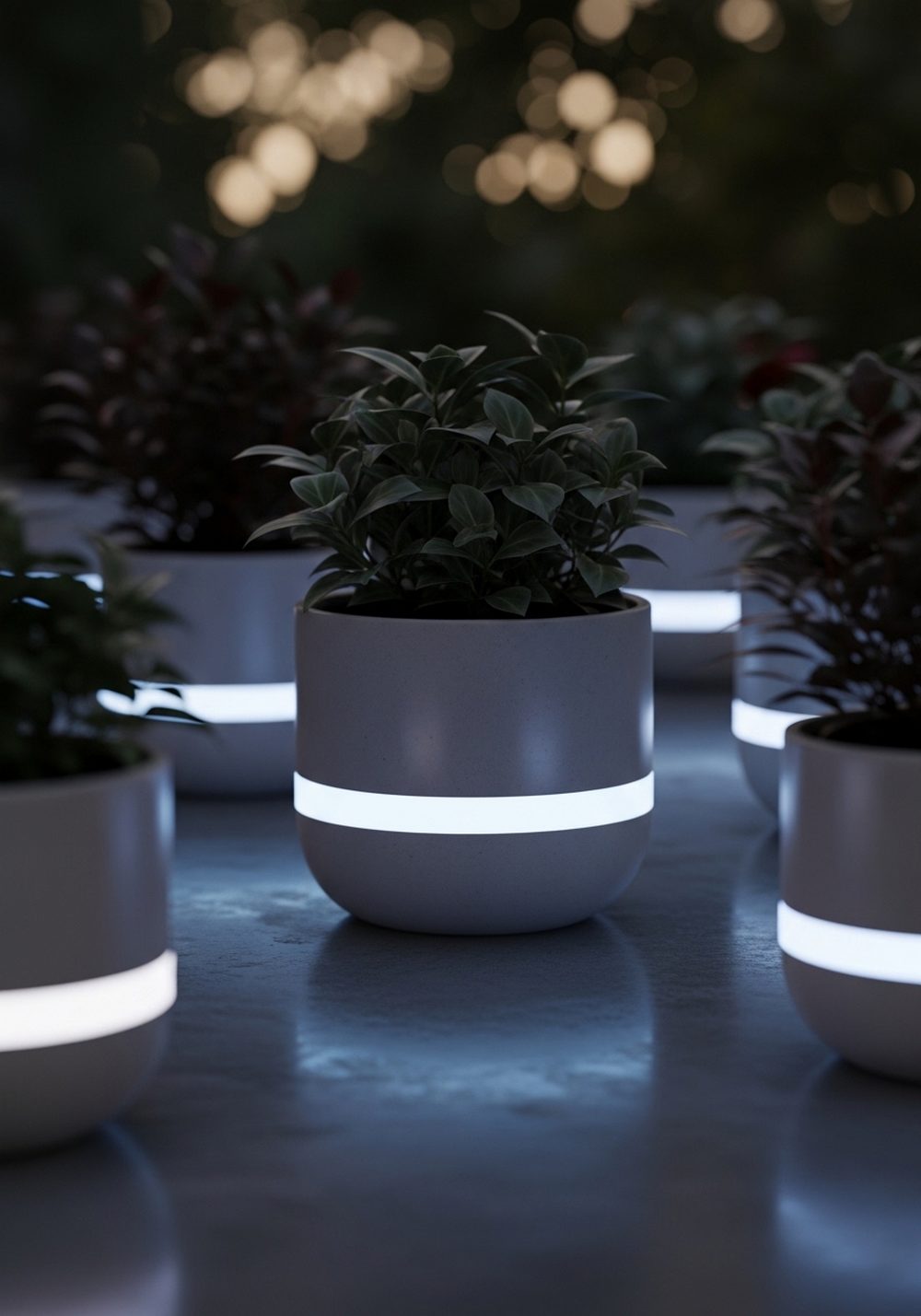 Moonlit Aura Planters With Soft LED Rings