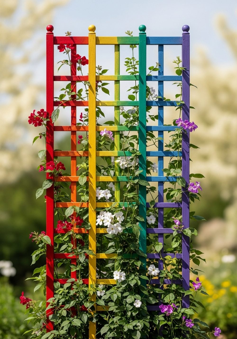 Multicolored Garden Trellis And Climbers