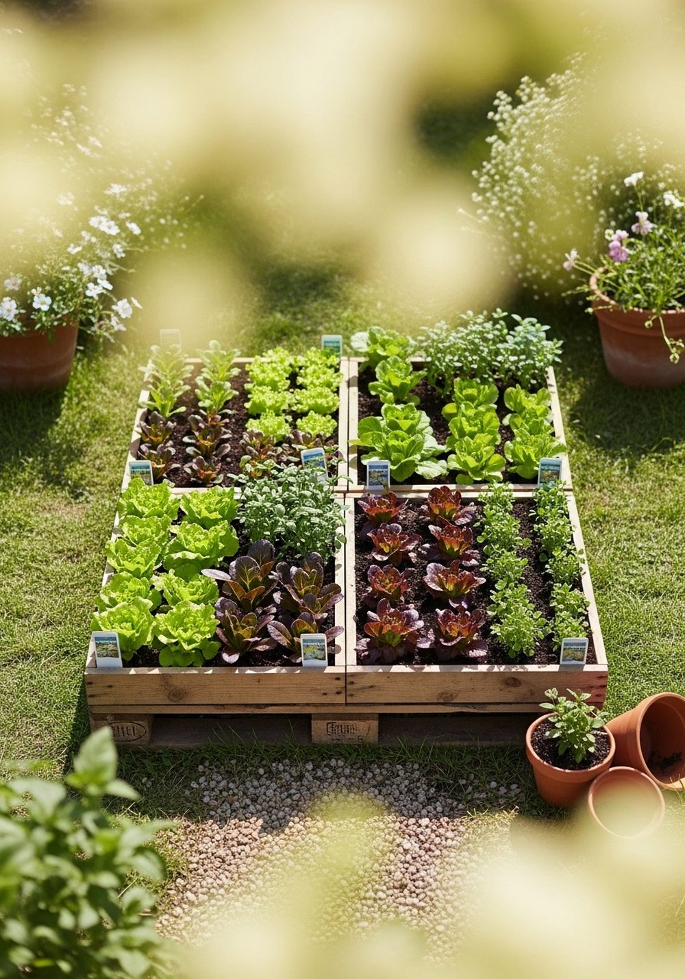 Neat Pallet Vegetable Bed With Sections