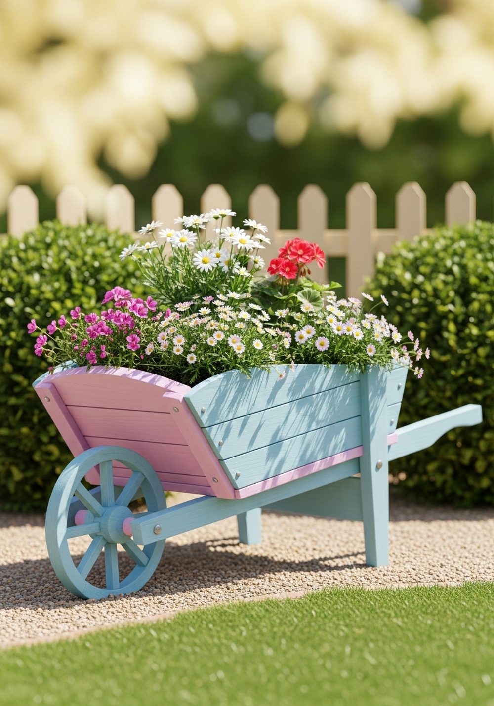 Painted Pastel Wheelbarrow For A Cottage Look