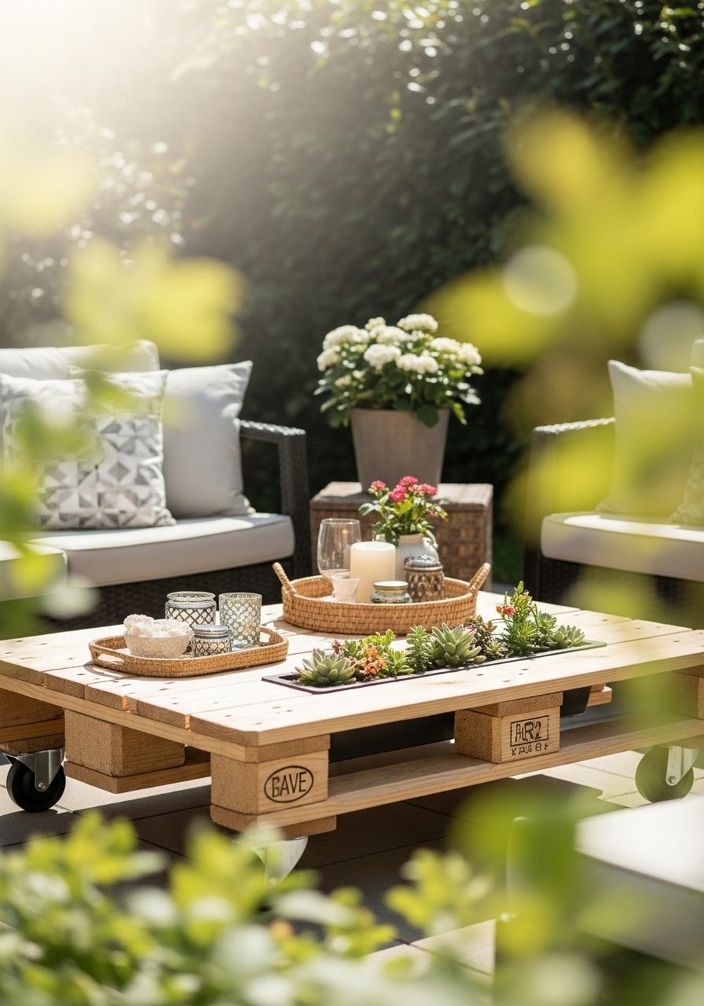 Pallet Coffee Table With Planter Center