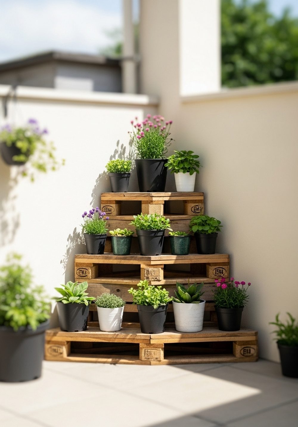 Pallet Corner Plant Stand