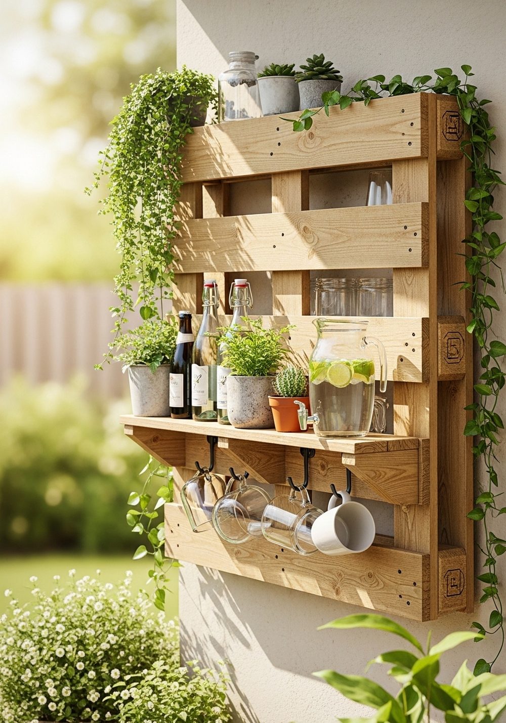 Pallet Garden Bar Shelf