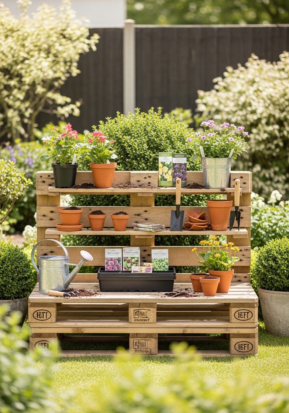 Pallet Potting Bench And Display Shelf