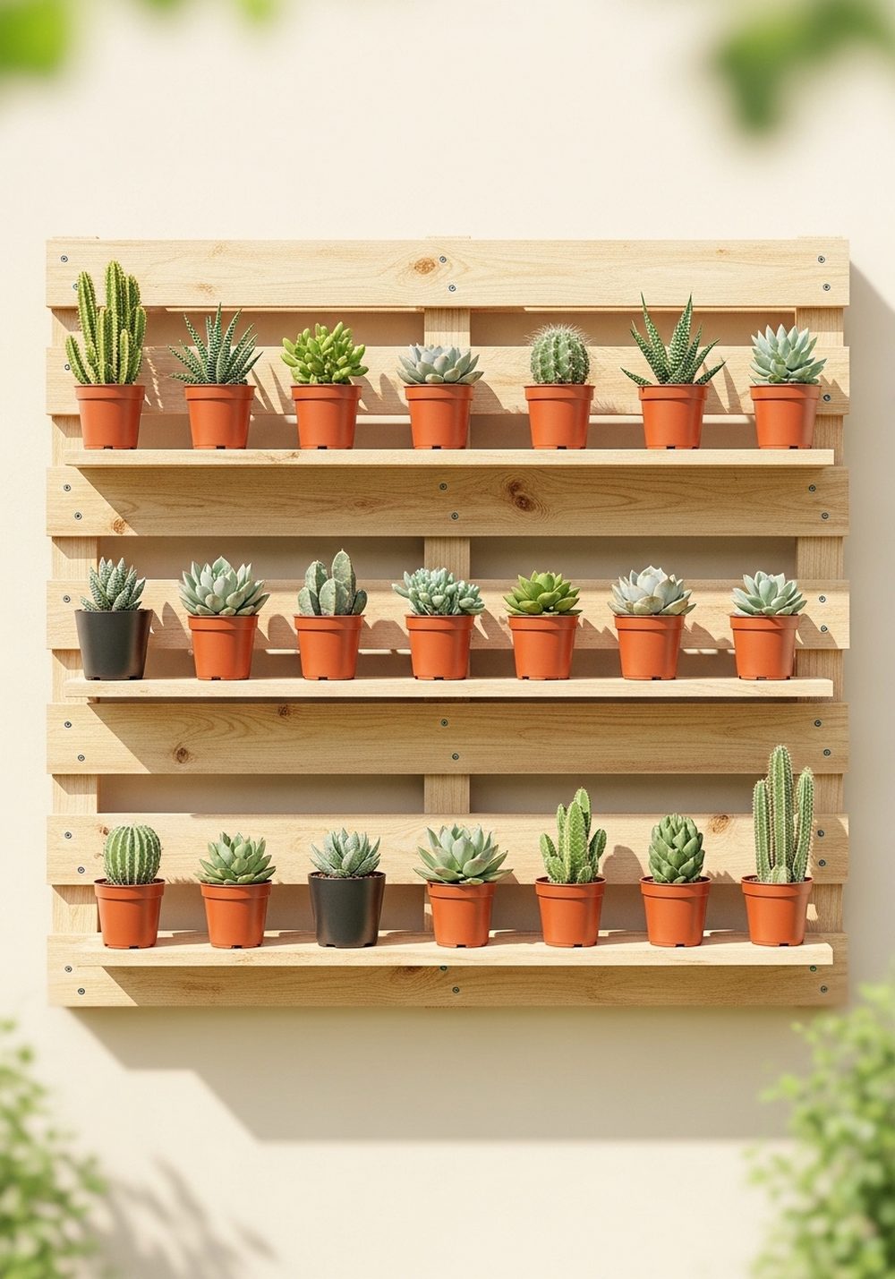 Pallet Shelf For Potted Succulents