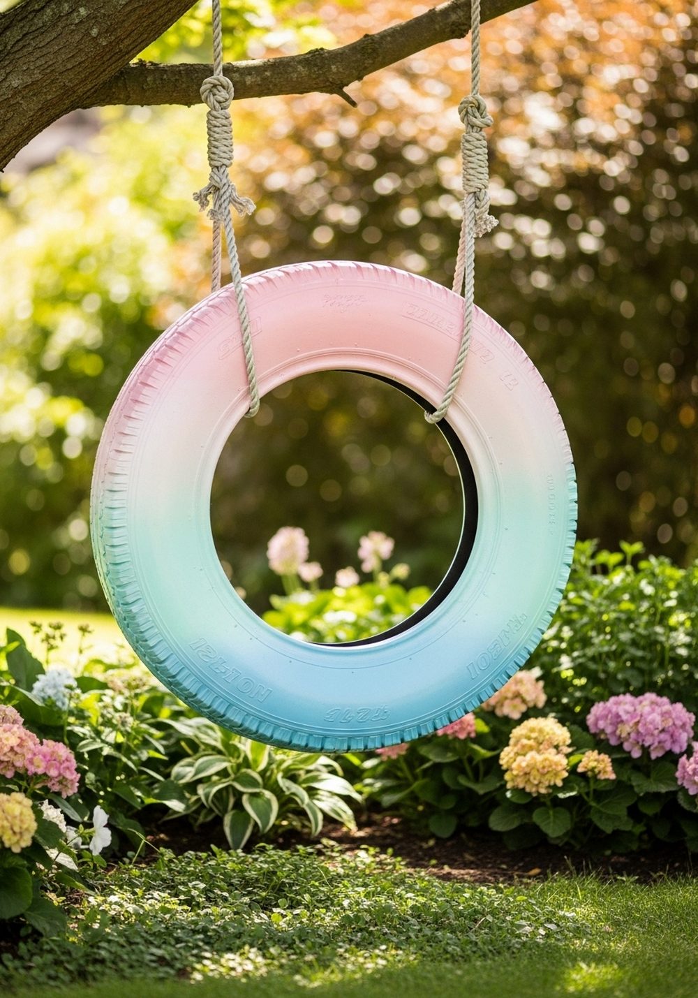 Pastel Ombre Painted Tire Swing