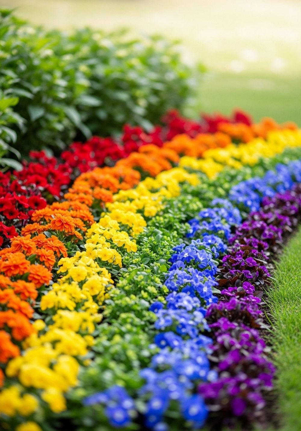 Rainbow Flower Bed In Color Bands