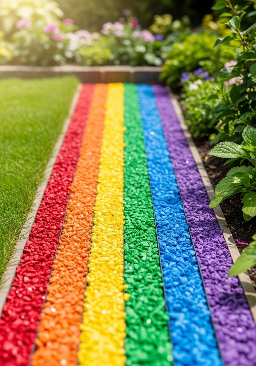 Rainbow Gravel Path Edging