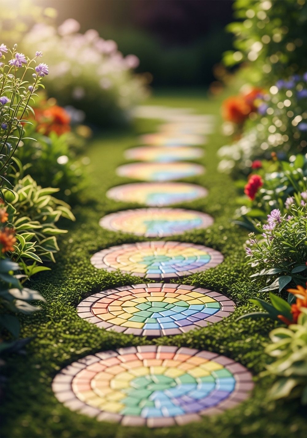Rainbow Mosaic Stepping-Stone Path