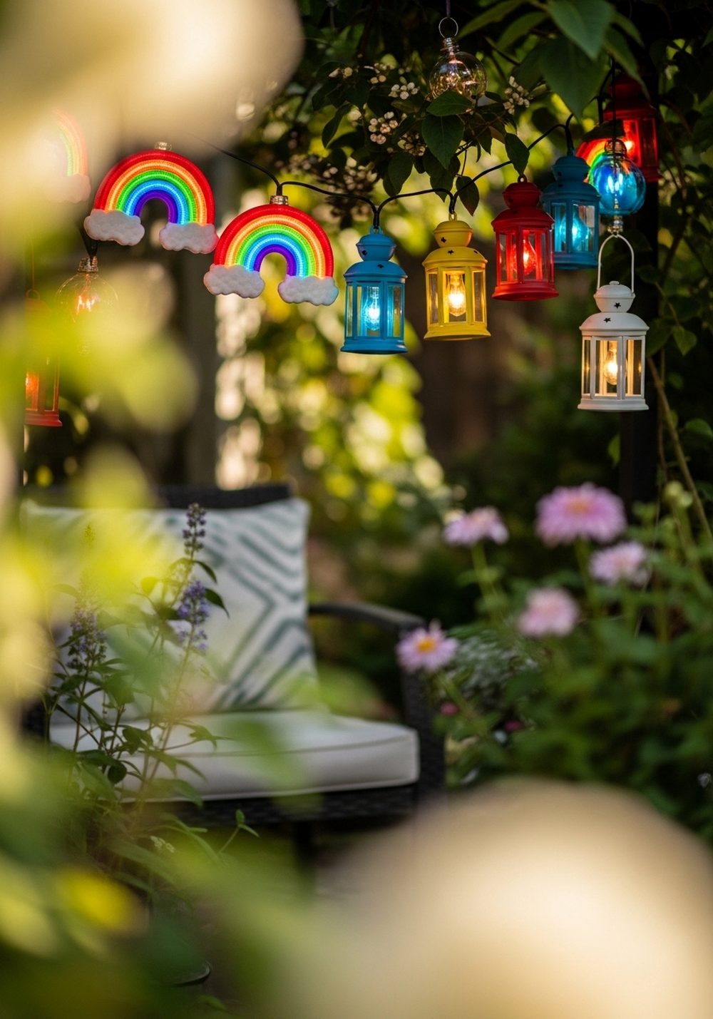 Rainbow String Lights And Lanterns