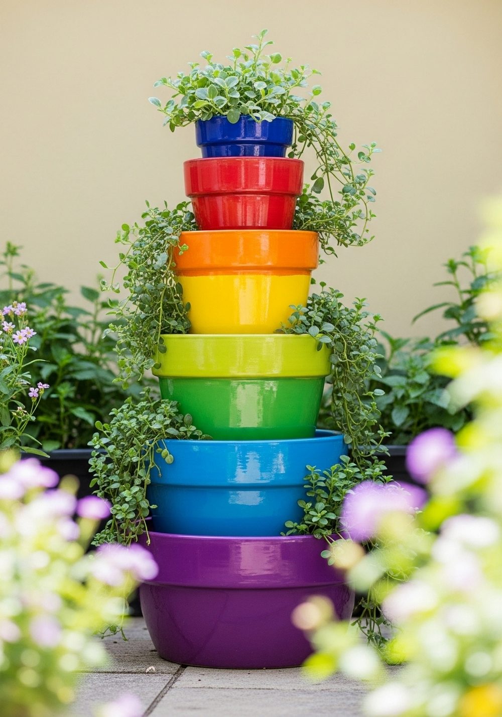 Rainbow Tiered Planter Pots