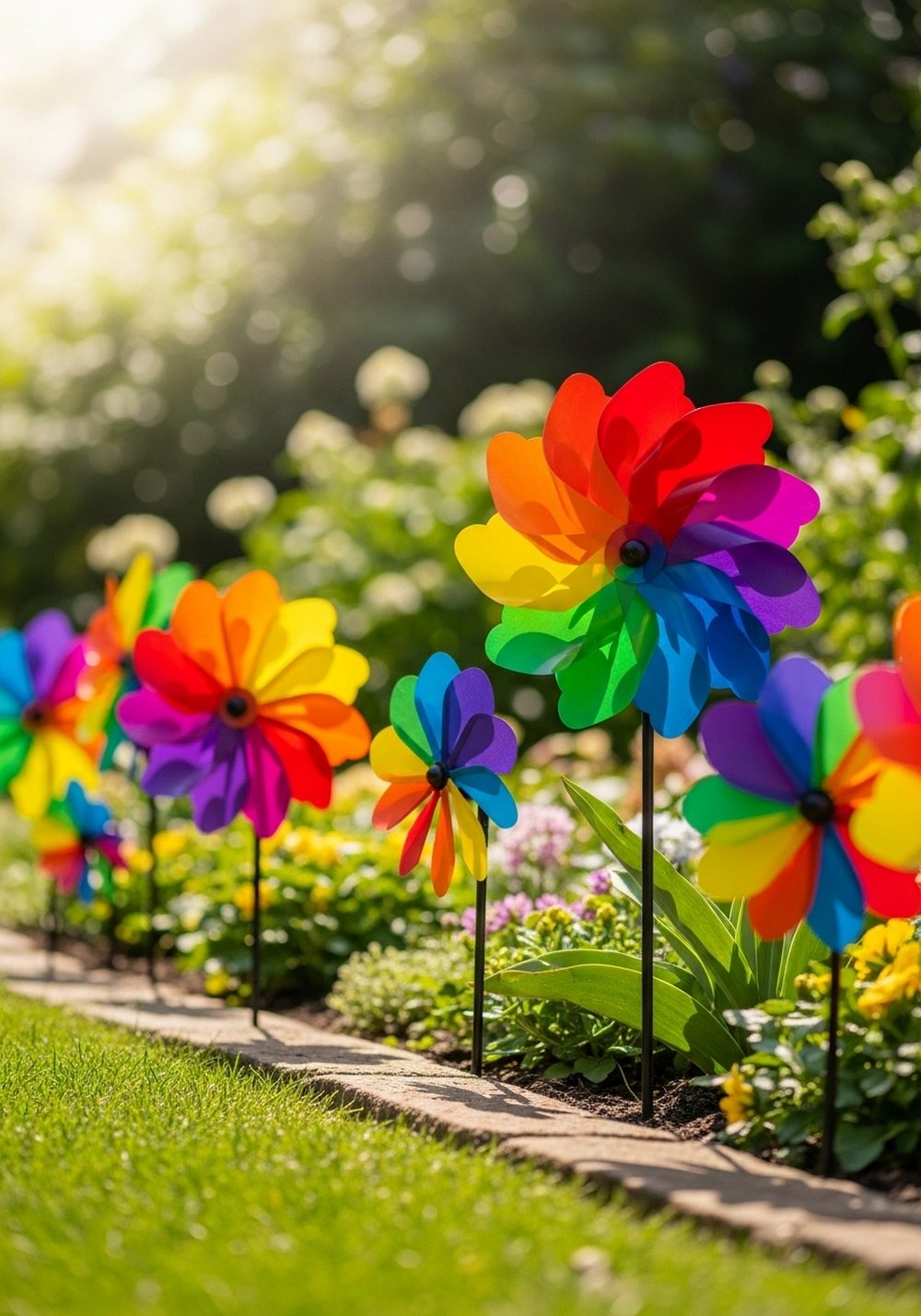 Rainbow Wind Spinners And Pinwheels Border