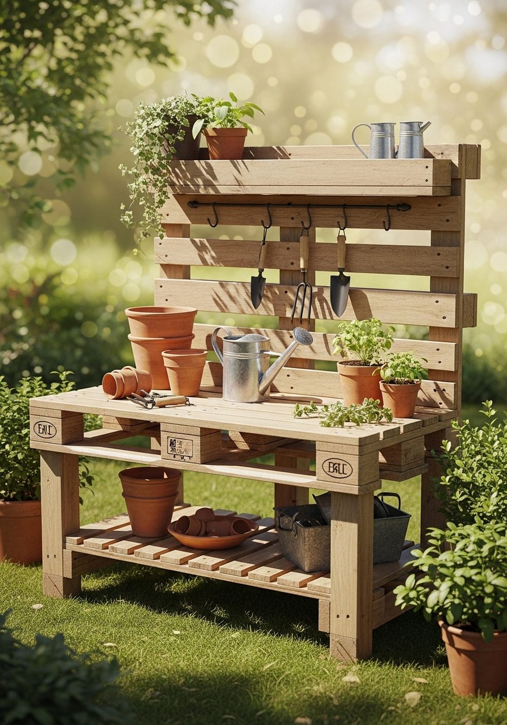 Rustic Pallet Potting Bench