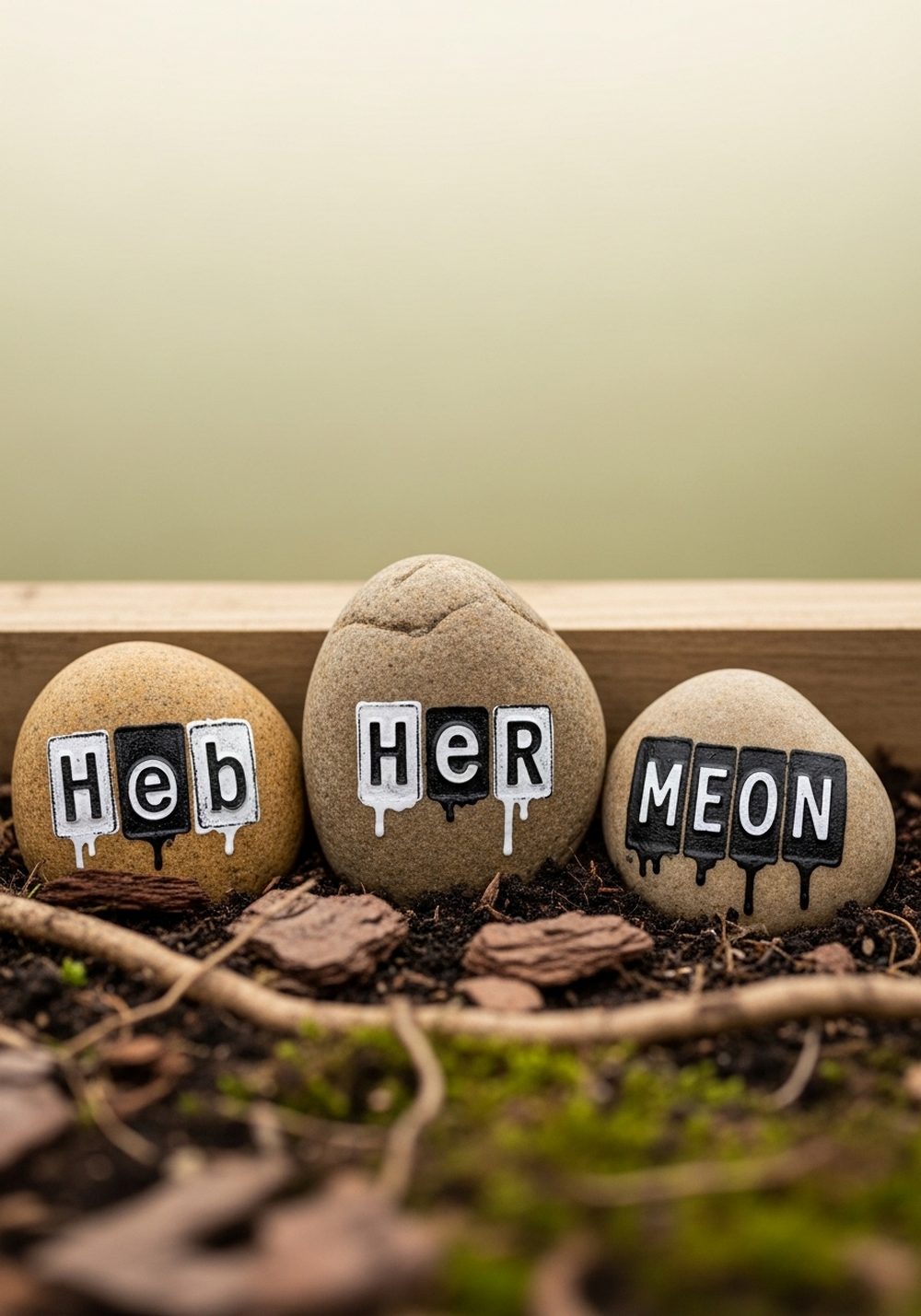 Rustic Stamped-Letter Rocks