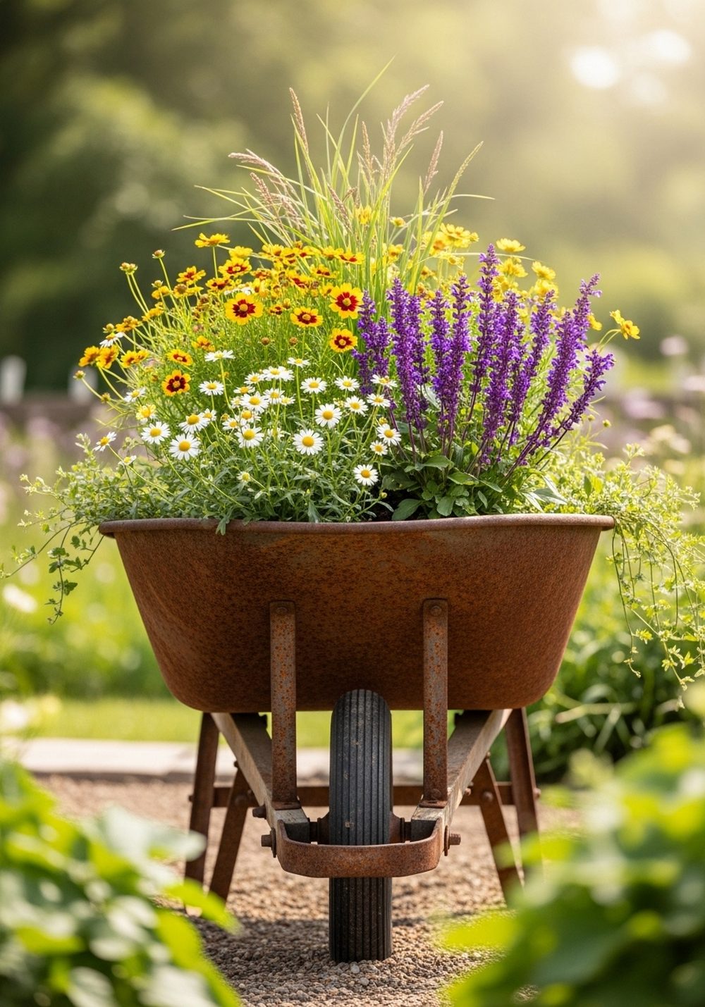 Rustic Wildflower Wheelbarrow Meadow