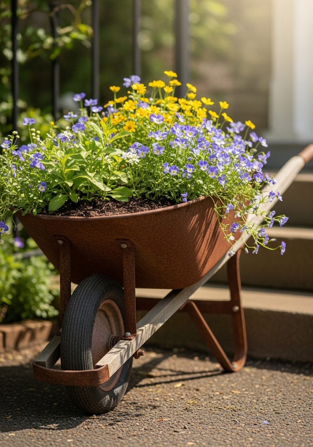 Rusty Vintage Wheelbarrow With Wildflower Meadow Mix