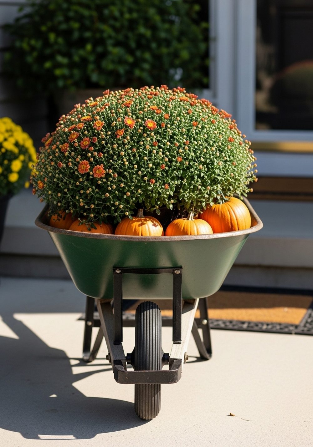 Seasonal Swap Wheelbarrow With Pumpkins And Mums (Fall Look)