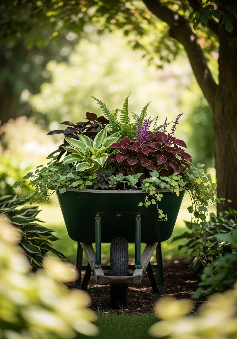 Shade-Loving Foliage Wheelbarrow