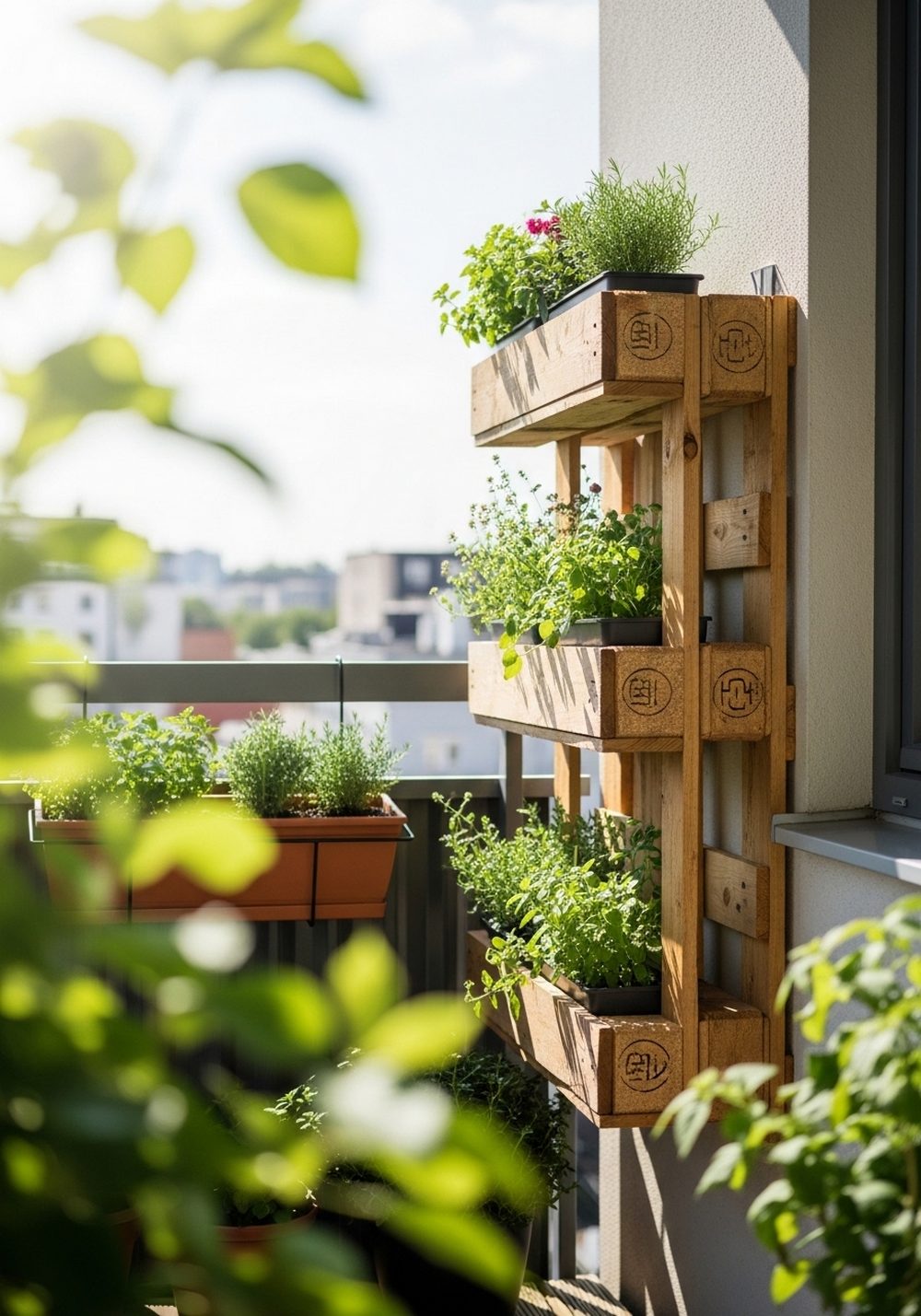 Slim Pallet Balcony Rail Planter