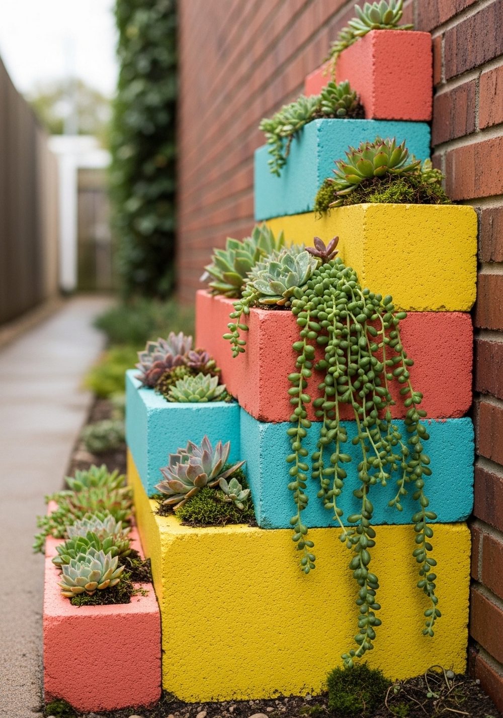Stair-Step Corner Succulent Feature