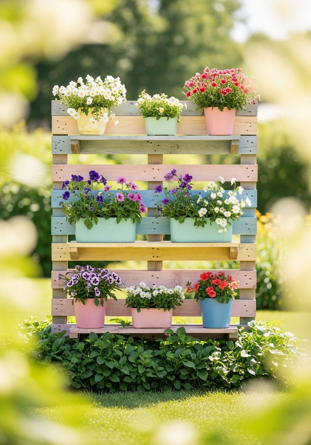Style A Color-Washed Pallet Flower Display