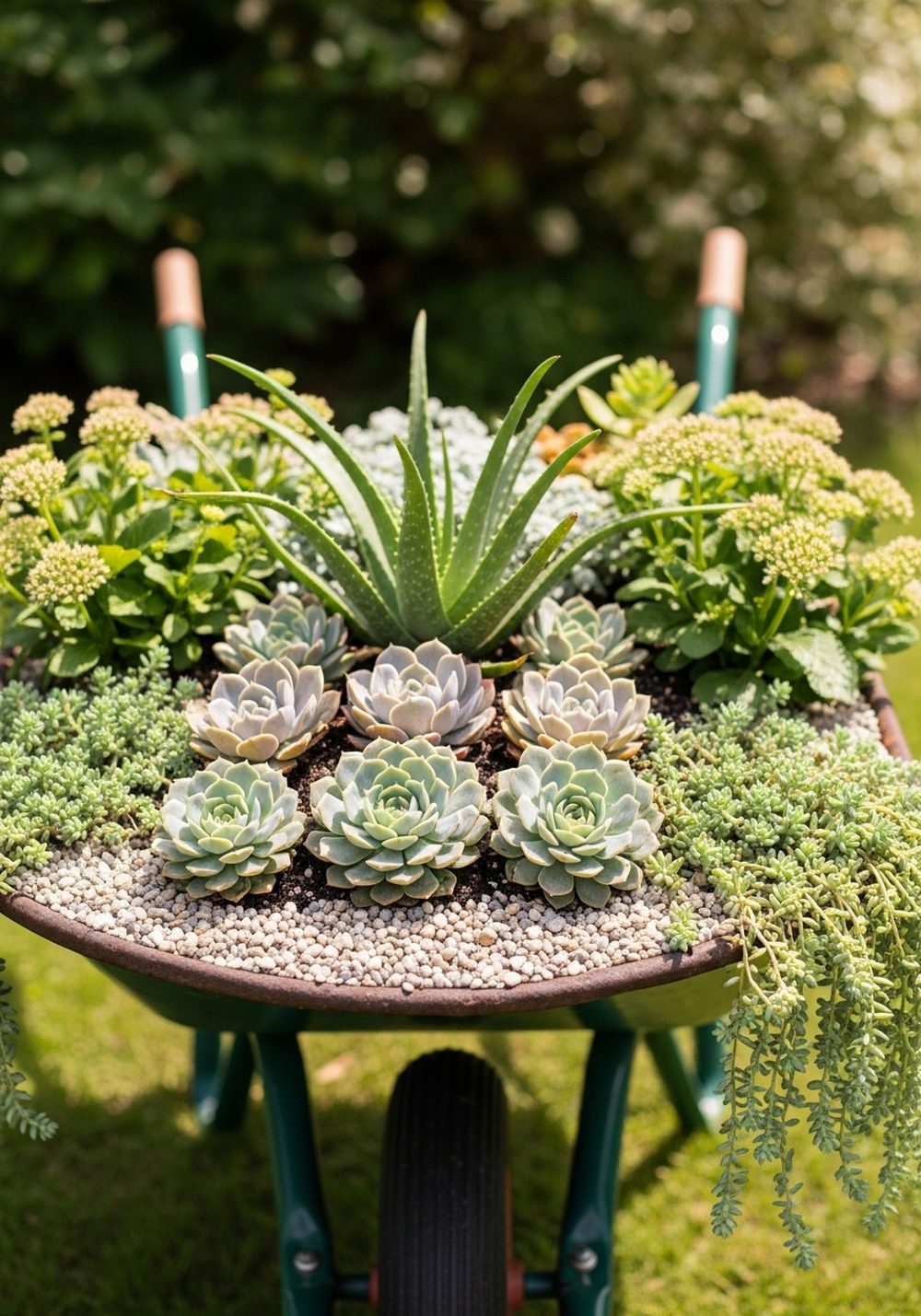 Succulent Sand Bed Wheelbarrow Planter